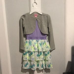 Girls sz 8-10 spring summer dress lavender grey